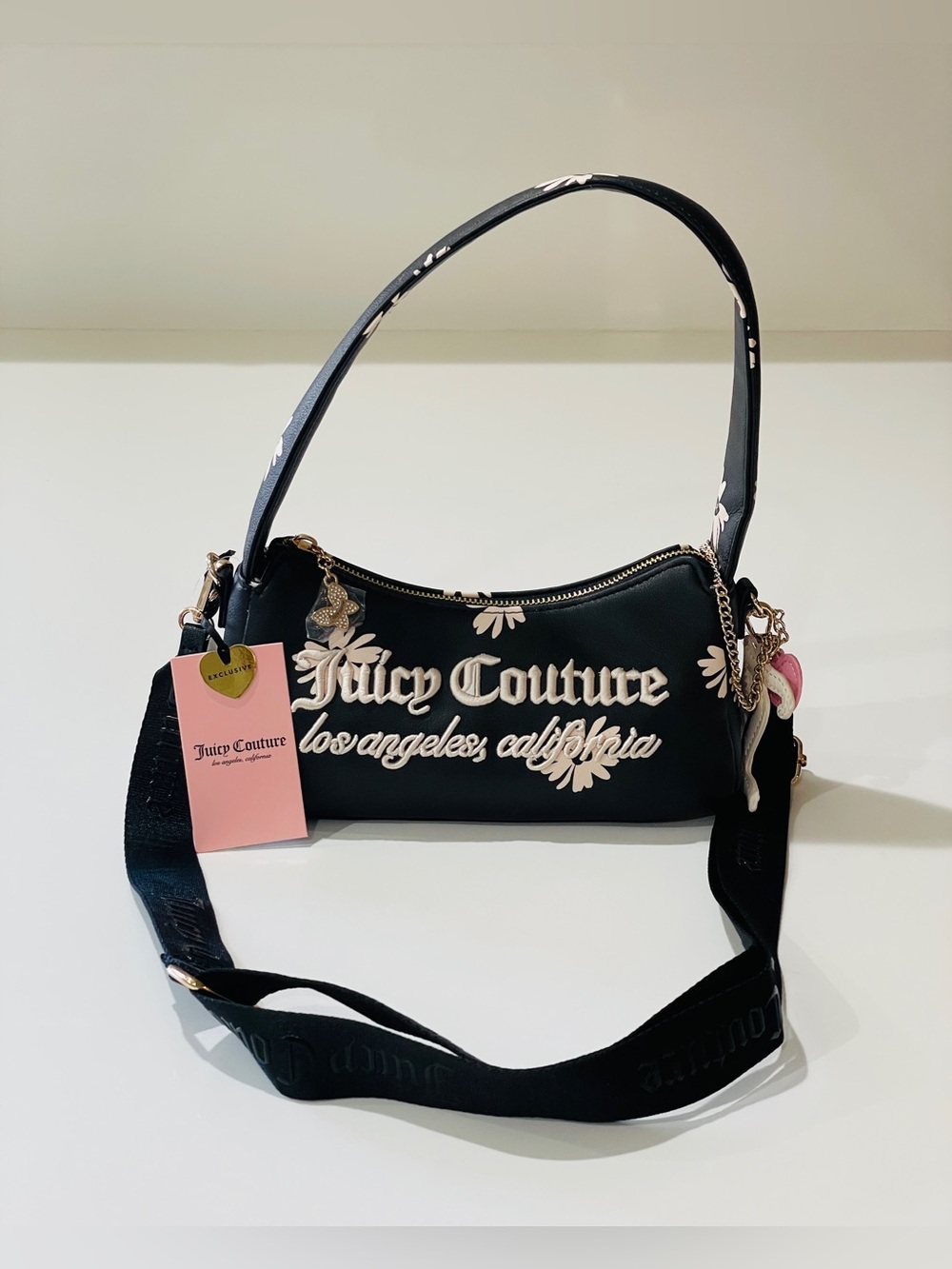 Juicy Couture Daisy For Juicy Liquorice Black & Soft White Shoulder Bag
